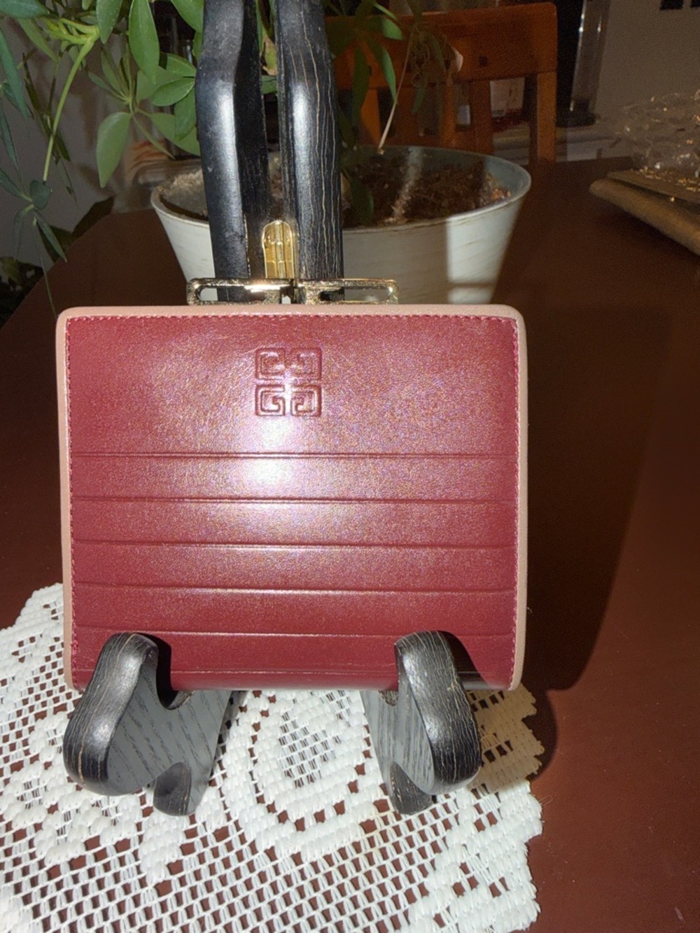 Givenchy Deep Burgundy Leather Slim Card Wallet